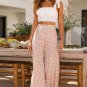 Khaki Boho Floral High Waist Flare Pants