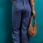 Wild Wind Belted Frilly Waist Wide Leg Loose Pants