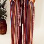 Red Boho Ethnic Striped Print Tie Waist Wide Leg Pants