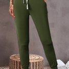 Moss Green Drawstring Waist Pocketed Joggers