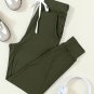 Moss Green Drawstring Waist Pocketed Joggers