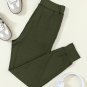 Moss Green Drawstring Waist Pocketed Joggers