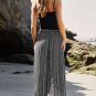 Black Printed Striped Printed Slit Wide Leg High Waist Pants