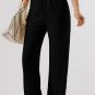 Black Textured Loose Drawstring Pants