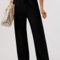 Black Textured Loose Drawstring Pants