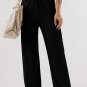 Black Textured Loose Drawstring Pants