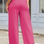 Rose Red Terry Knit Drawstring Smocked Waist Wide Leg Sweatpants