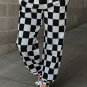 Black Checkerboard Elastic Waist Pocketed Joggers