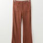 Brown High Waist Square Pockets Corduroy Pants
