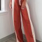 Flamingo Color Block Drawstring High Waist Wide Leg Pants