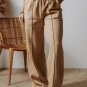 Smoke Gray Exposed Seam Drawstring High Waist Wide Leg Pants