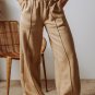 Smoke Gray Exposed Seam Drawstring High Waist Wide Leg Pants