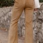 Grapefruit Orange Checkered Corduroy Flare High Waist Pants
