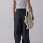 Dirty blue Dual Buttoned High Waist Pleated Wide Leg Pants