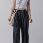 Dirty blue Dual Buttoned High Waist Pleated Wide Leg Pants