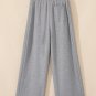 Gray Waffle Knit Drawstring High Waist Wide Leg Pants