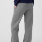 Light Grey Solid Color Fleece Lined Drawstring Waist Casual Pants