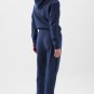 Navy Blue Solid Color Fleece Lined Drawstring Waist Joggers