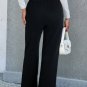 Black Solid Color Fleece Lined Drawstring Waist Casual Pants