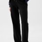 Black Solid Color Fleece Lined Drawstring Waist Casual Pants
