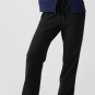 Black Solid Color Fleece Lined Drawstring Waist Casual Pants