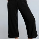 Black Mineral Wash Exposed Seam Wide Leg Pants