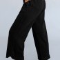 Black Mineral Wash Exposed Seam Wide Leg Pants