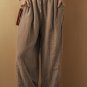 Desert Palm Cotton Linen Drawstring Waist Wide Leg Pants