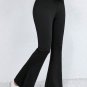 Black Thermal Lined Split Flare Leg Pants