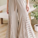 Smoke Gray Boho Lace Patchwork Wide Leg High Waist Pants