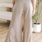 Smoke Gray Boho Lace Patchwork Wide Leg High Waist Pants