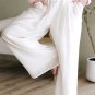 White Casual Tie Waist Pleated Wide Leg Pants