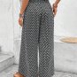 Black Bohemian Print Slit Wide Leg Smocked High Waist Pants