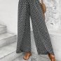 Black Bohemian Print Slit Wide Leg Smocked High Waist Pants