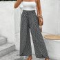 Black Bohemian Print Slit Wide Leg Smocked High Waist Pants