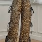 Brown Leopard Print Bow Tie Drawstring Loose High Waist Pants
