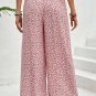 Pink Bohemian Print Slit Wide Leg Smocked High Waist Pants