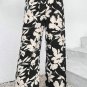 Black Floral Print Smocked High Waist Wide Leg Pants