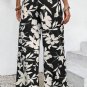 Black Floral Print Smocked High Waist Wide Leg Pants