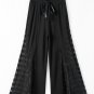 Black Boho Lace Patchwork Wide Leg High Waist Pants