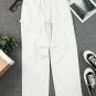 White High Waist Straight Leg Cargo Pants with Pockets