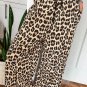 Parchment Leopard Drawstring Flowy Wide Leg Pants