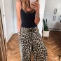Parchment Leopard Drawstring Flowy Wide Leg Pants