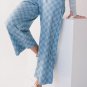 Sky Blue Checkered Elastic High Waist Loose Casual Pants