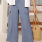 Dark Grey Drawstring Frilled Waist Wide Leg Utility Trousers