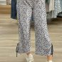 Gray Leopard High Waist Side Bow Straight Leg