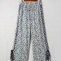 Gray Leopard High Waist Side Bow Straight Leg