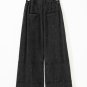 Black Mineral Wash Exposed Seam Drawstring High Waist Wide Leg Cargo Pants