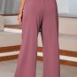 Rose Tan High Waisted Tie Front Side Pocket Wide Leg Flowy Casual Pants