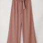 Coffee High Waisted Tie Front Side Pocket Wide Leg Flowy Casual Pants